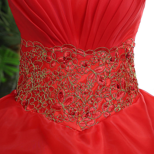 Radiant Red Tube Top Wedding Dress