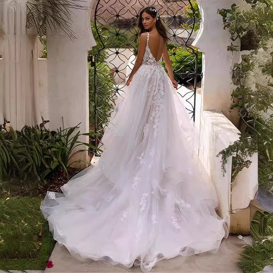 Ethereal Deep V Slim Fit Bridal Gown